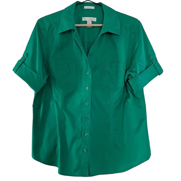 Chico's Tops - Chico’s No-Iron Short Sleeve Green Blouse Top